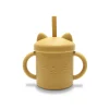 Tasse silicone avec poignée et paille jaune