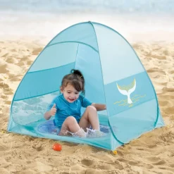 Tente de plage anti uv multifonction bébé bleue