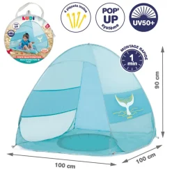 Tente de plage anti uv multifonction bébé bleue
