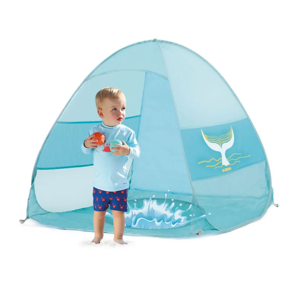 Tente de plage anti uv multifonction bébé bleue