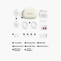 Tire-lait électrique portable m5 double mains libres grey