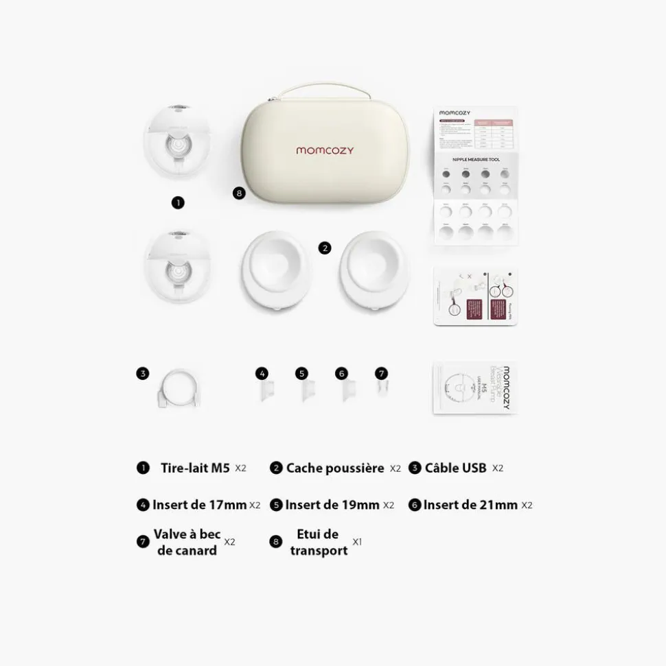 Tire-lait électrique portable m5 double mains libres grey