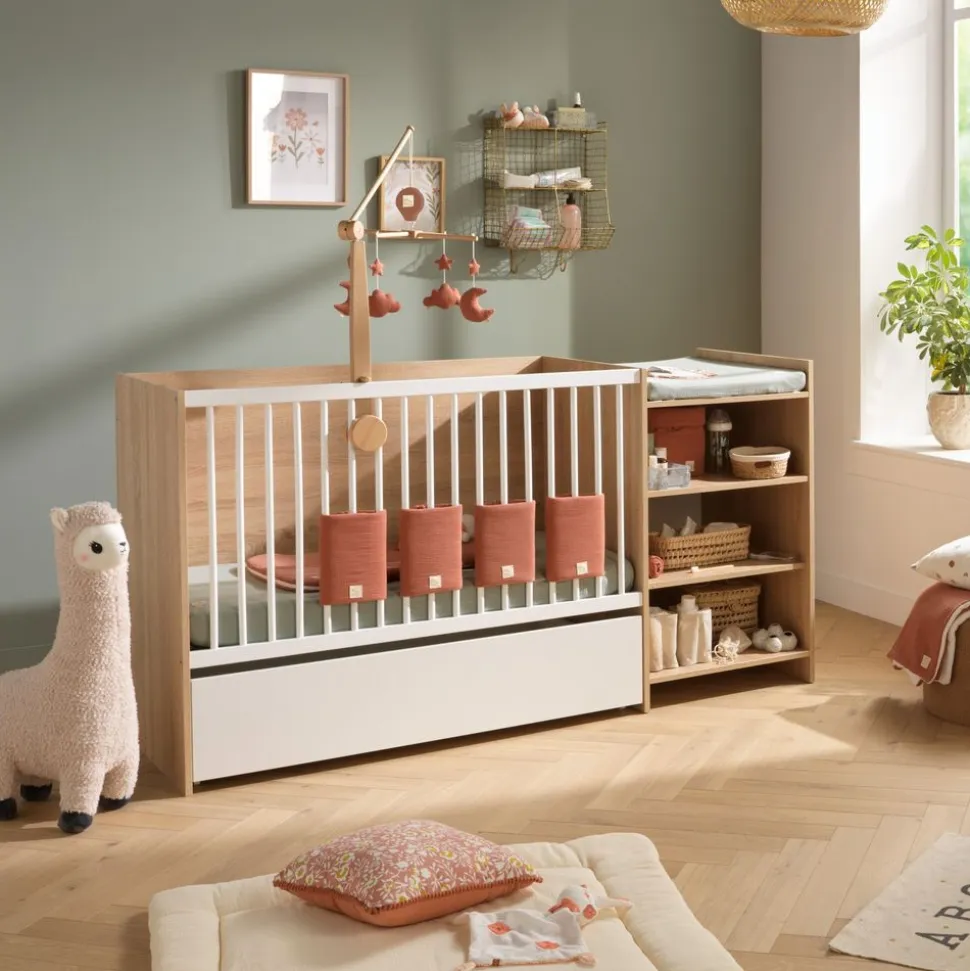 Tiroir pour lit chambre transformable avec roulettes up chêne doré