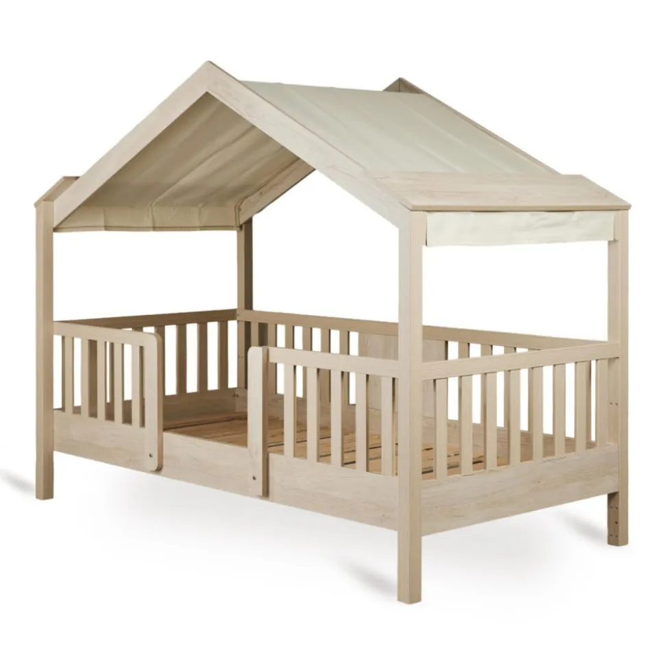 Toit pour lit cabane enfant 90 x 200 cm en tissu chalet butter