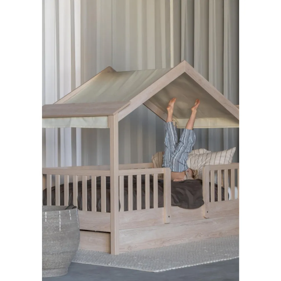 Toit pour lit cabane enfant 90 x 200 cm en tissu chalet butter
