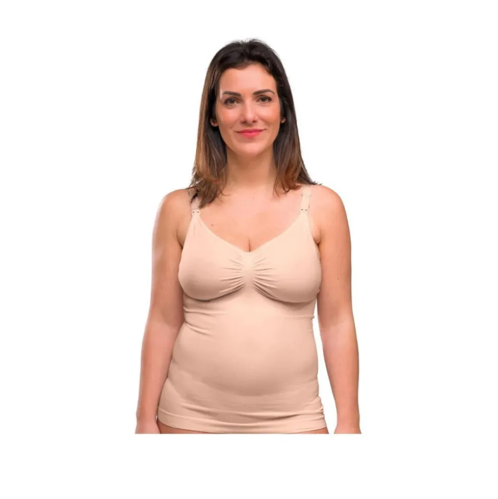 Top d’allaitement gainant seamless eco honey beige taille l