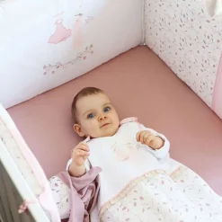 Tour de lit bébé rose et lili coton bio