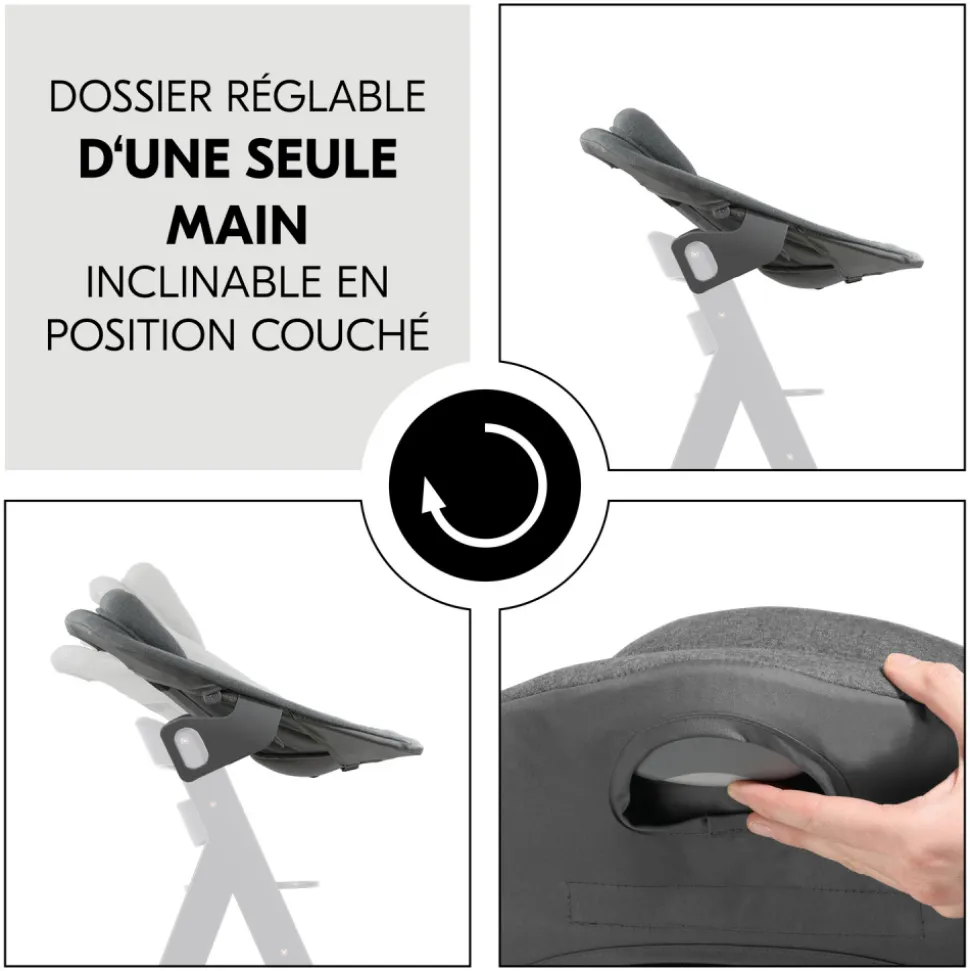 Transat balancelle pour chaise haute alpha+ premium dark grey