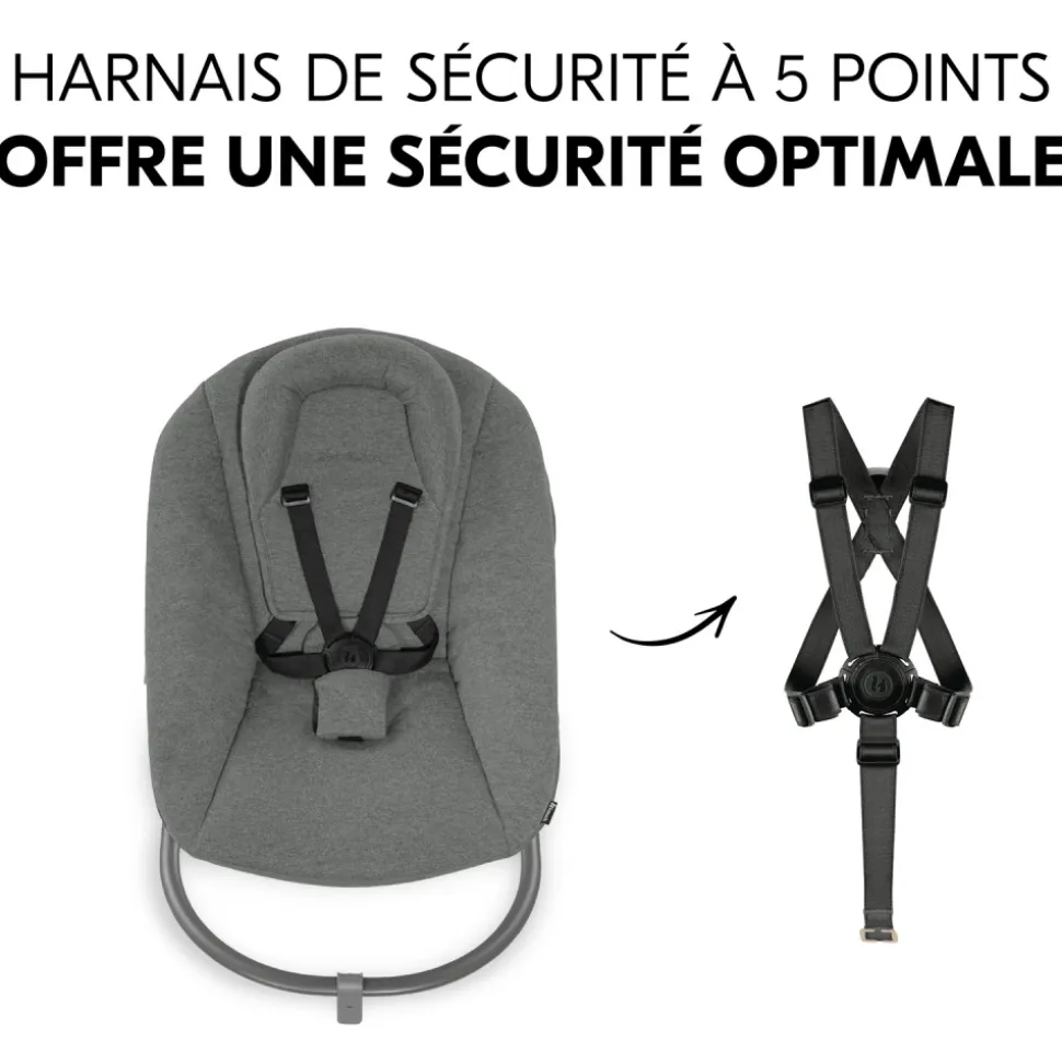 Transat balancelle pour chaise haute alpha+ premium dark grey