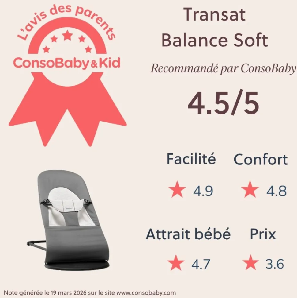 Transat bébé balance soft coton et jersey gris foncé et gris