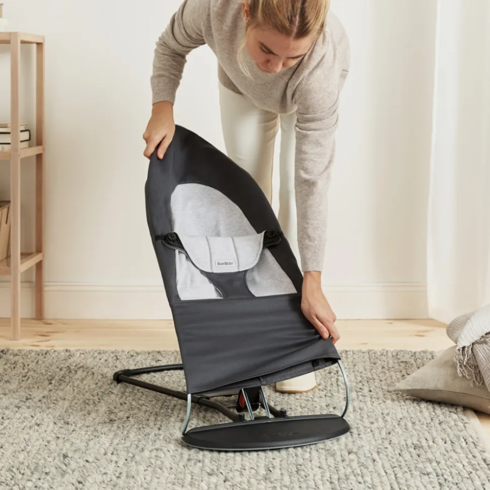 Transat bébé balance soft coton et jersey gris foncé et gris
