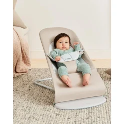 Transat bébé balance soft coton et jersey beige et gris cadre gris clair