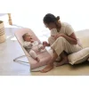 Transat bébé balance soft tissé et jersey rose clair et gris