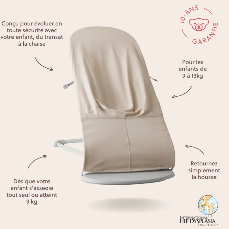 Transat bébé balance soft tissé jersey tri fabric beige clair