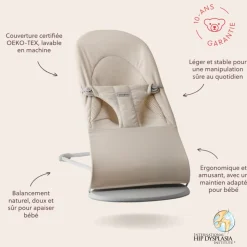 Transat bébé balance soft tissé jersey tri fabric beige clair