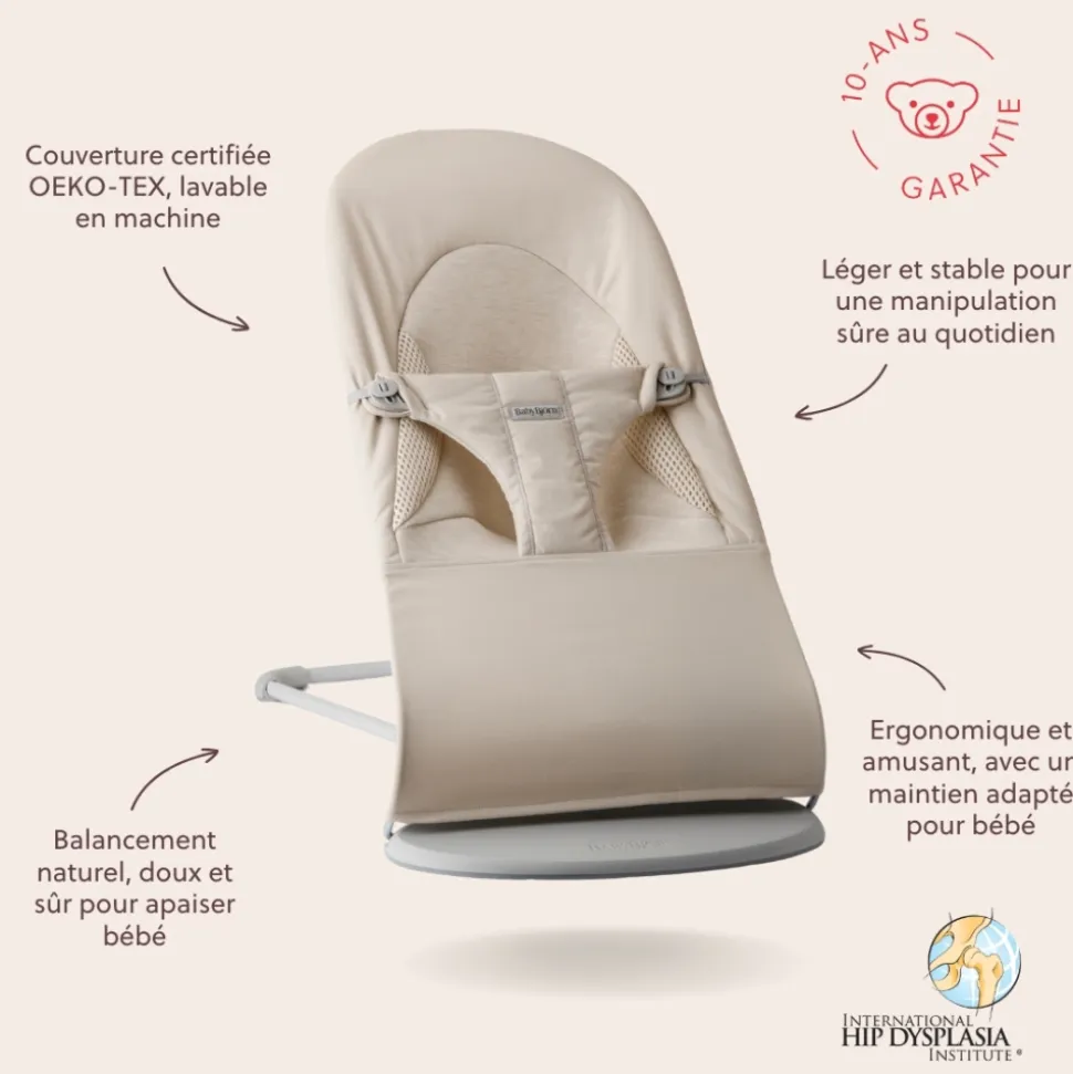 Transat bébé balance soft tissé jersey tri fabric beige clair