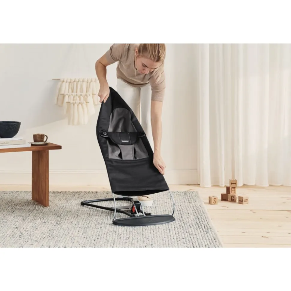 Transat bébé balance soft tissé noir et gris foncé