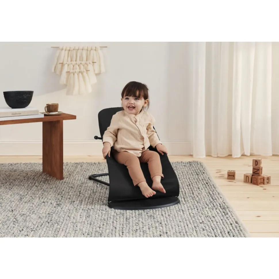 Transat bébé balance soft tissé noir et gris foncé