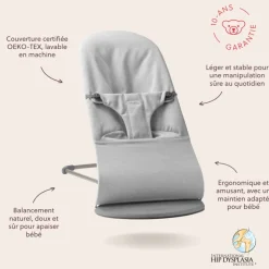 Transat bébé bliss coton gris clair