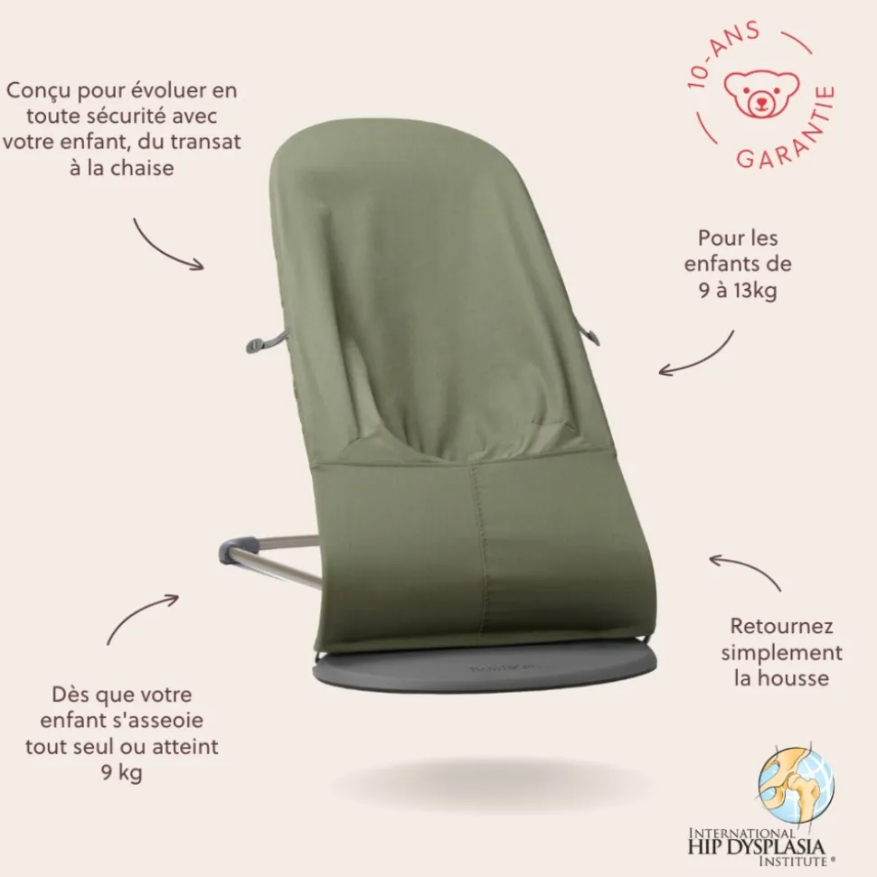 Transat bébé bliss coton matelassé classique vert foncé