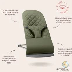 Transat bébé bliss coton matelassé classique vert foncé