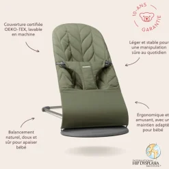 Transat bébé bliss coton matelassé pétale vert foncé