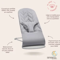 Transat bébé bliss coton matelassé pétale gris clair