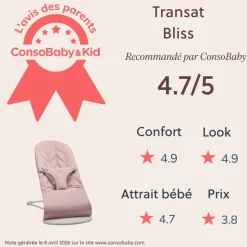 Transat bébé bliss coton matelassé pétale rose poudré