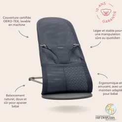 Transat bébé bliss mesh anthracite