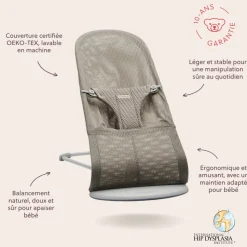 Transat bébé bliss mesh gris-beige