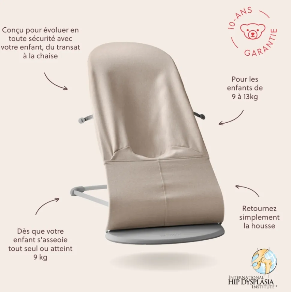 Transat bébé bliss mélange tissé chiné beige clair