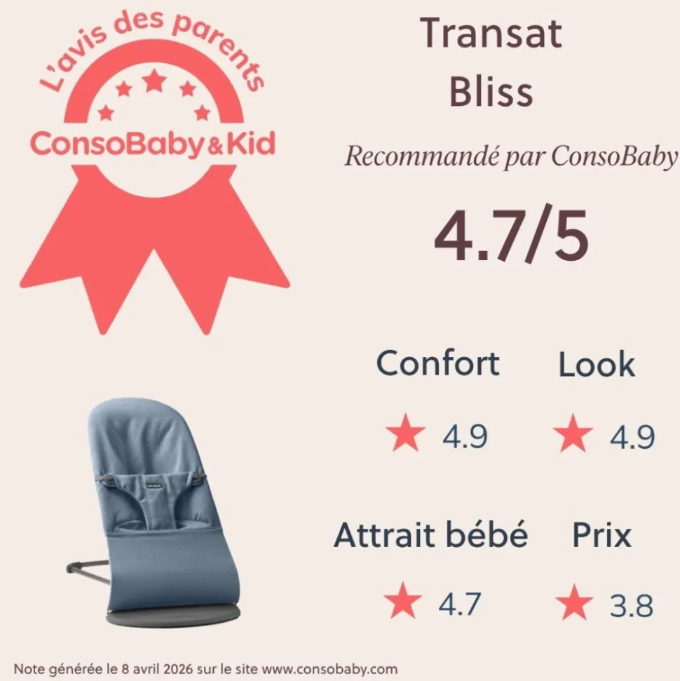 Transat bébé bliss mélange tissé chiné bleu