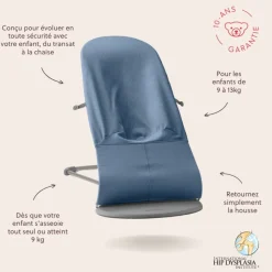 Transat bébé bliss mélange tissé chiné bleu