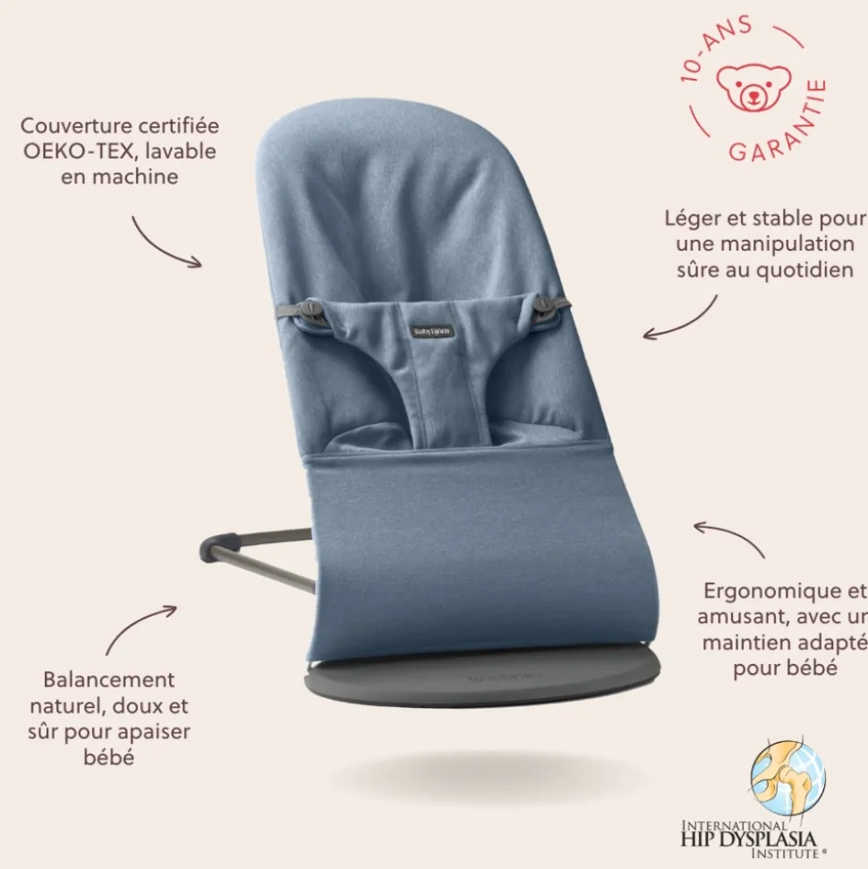 Transat bébé bliss mélange tissé chiné bleu