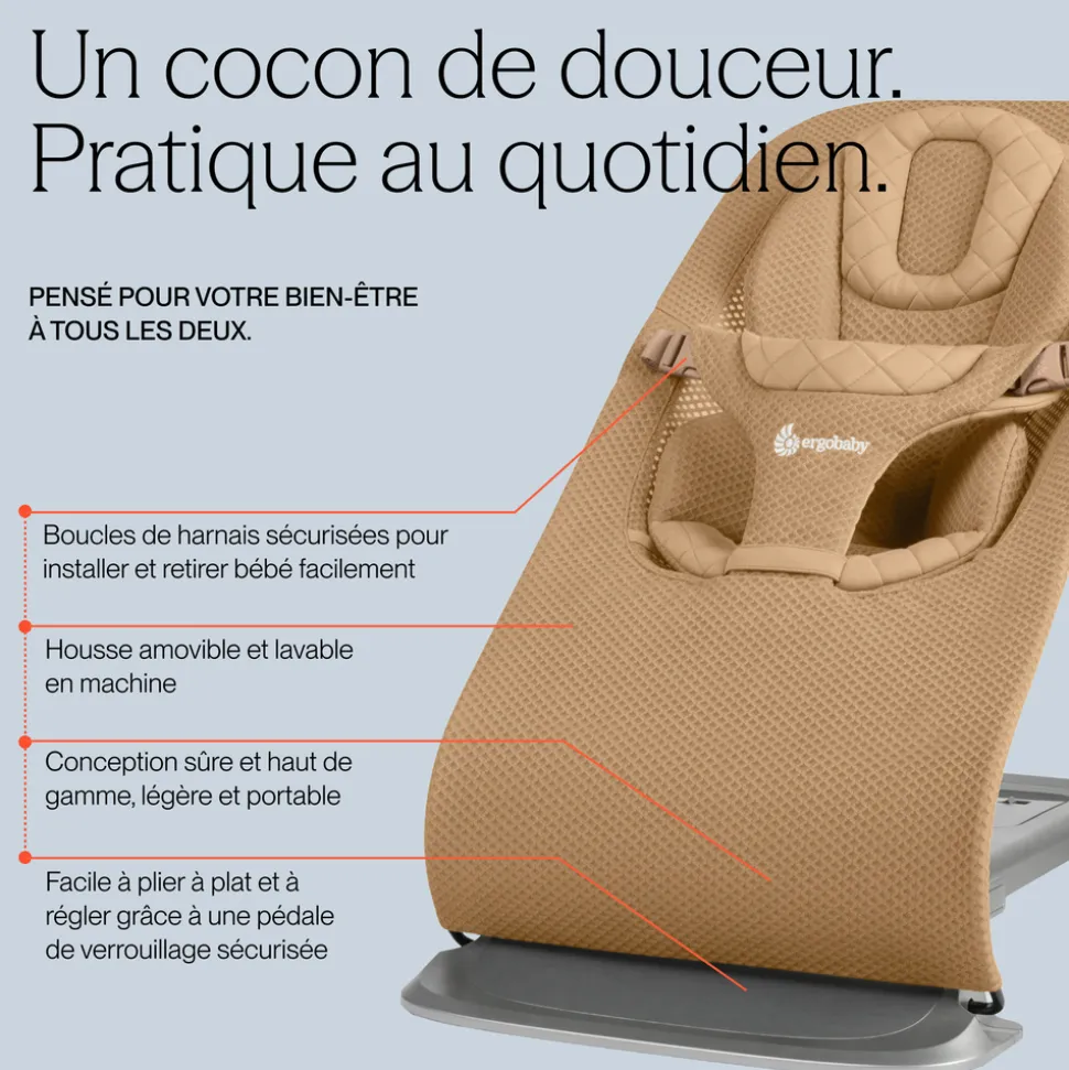 Transat bébé evolve en tissu mesh crème