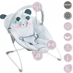 Transat bébé musical glossy panda bleu
