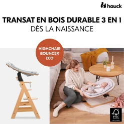 Transat bébé pour chaise haute arketa bouncer eco light-grey