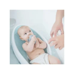 Transat de bain bébé blanc/bleu