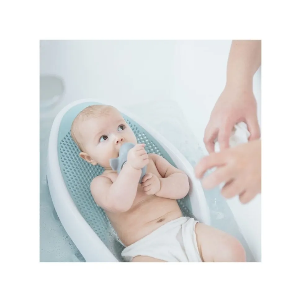 Transat de bain bébé blanc/bleu