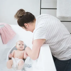Transat de bain bébé blanc/gris