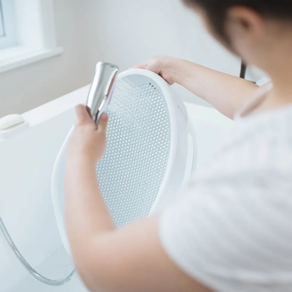 Transat de bain bébé blanc/gris
