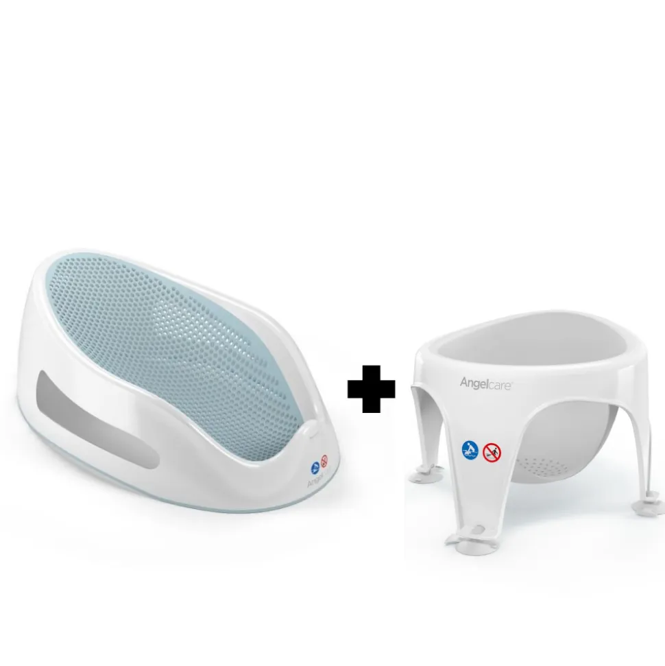 Transat de bain bleu et anneau de bain gris