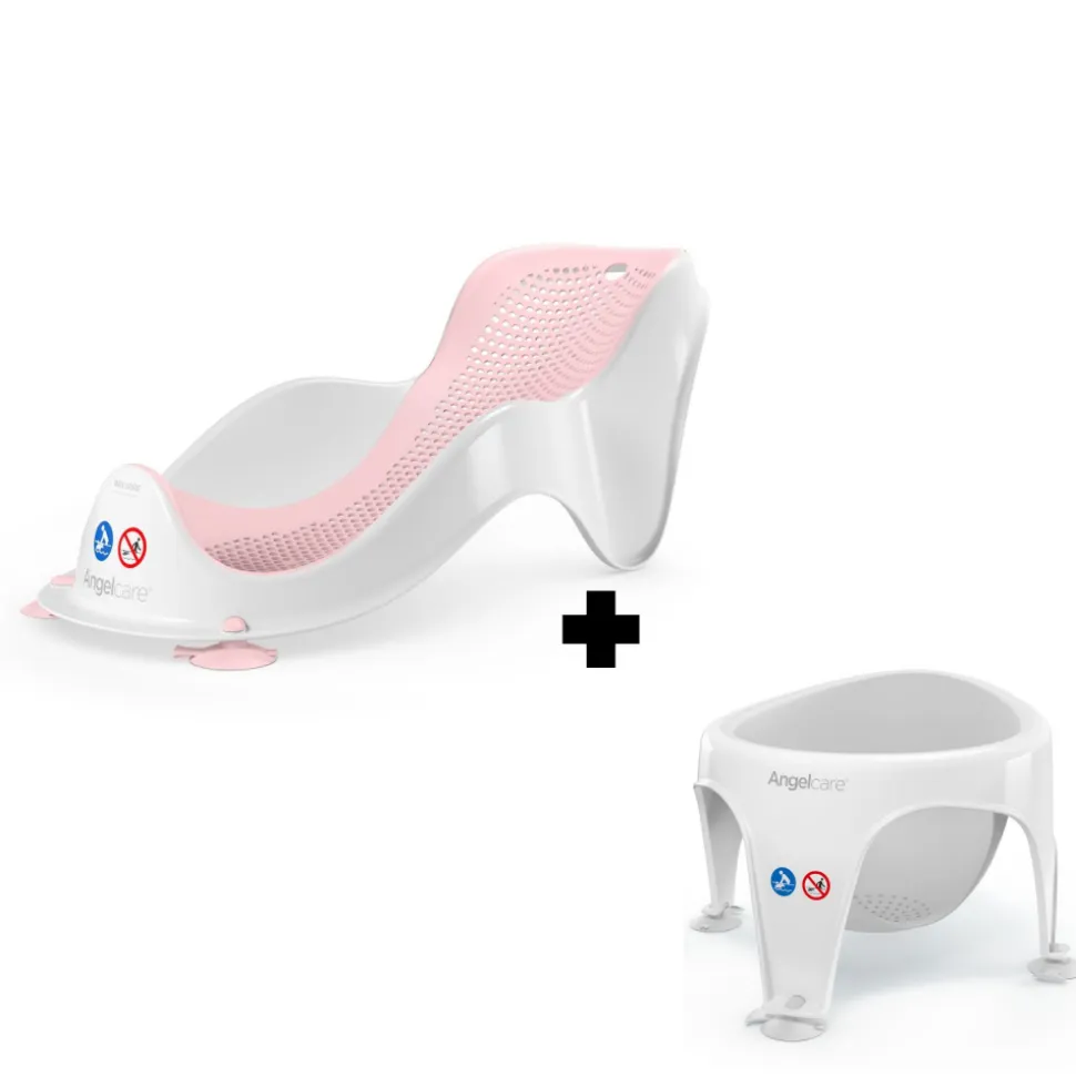 Transat de bain fit rose et anneau de bain gris