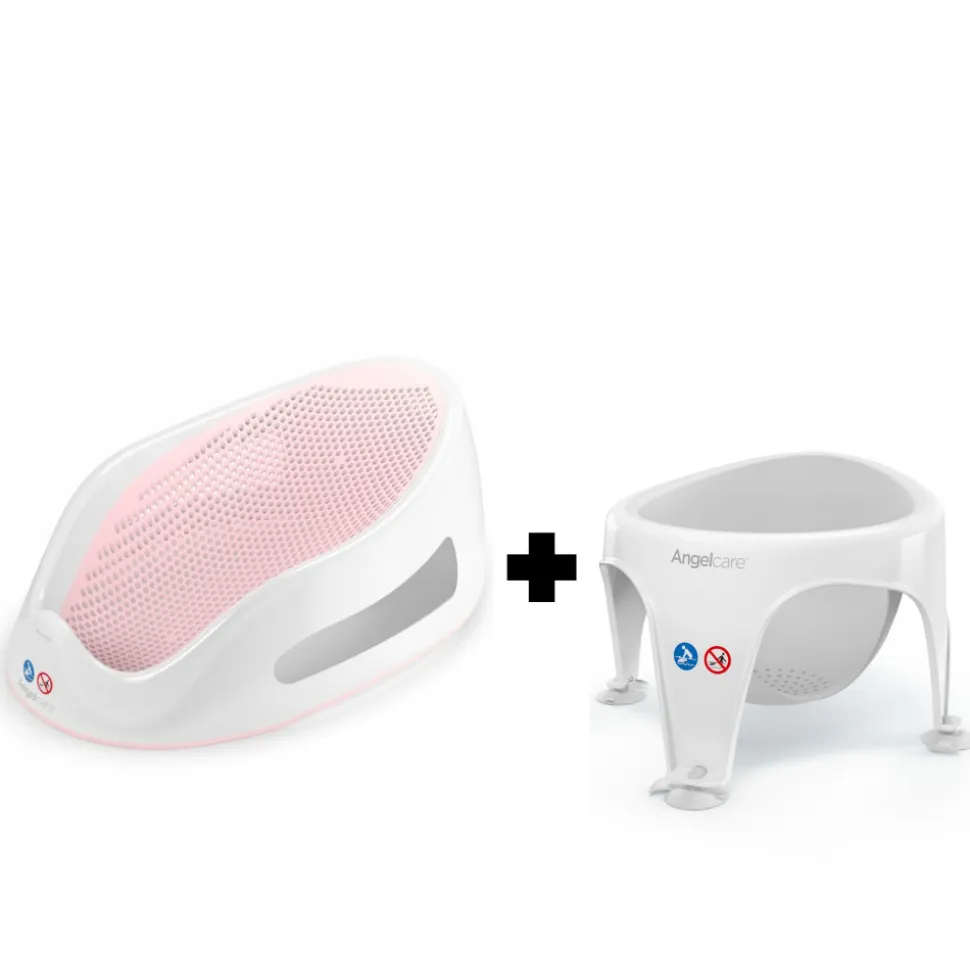 Transat de bain rose et anneau de bain gris
