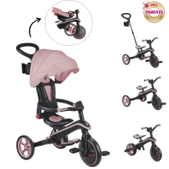 Tricycle explorer 4 en 1 évolutif et pliable pastel rose