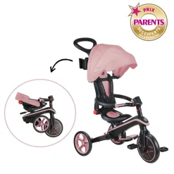 Tricycle explorer 4 en 1 évolutif et pliable pastel rose
