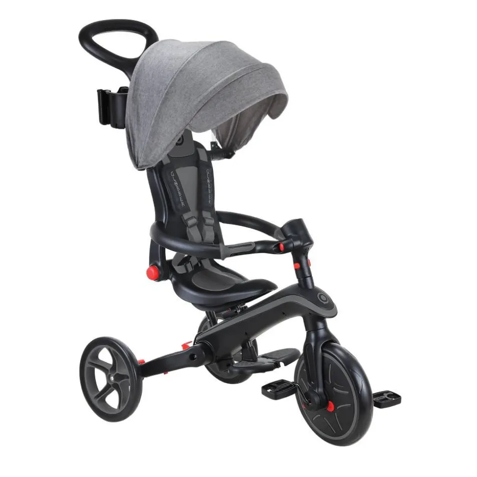 Tricycle explorer 4 en 1 évolutif et pliable noir et gris