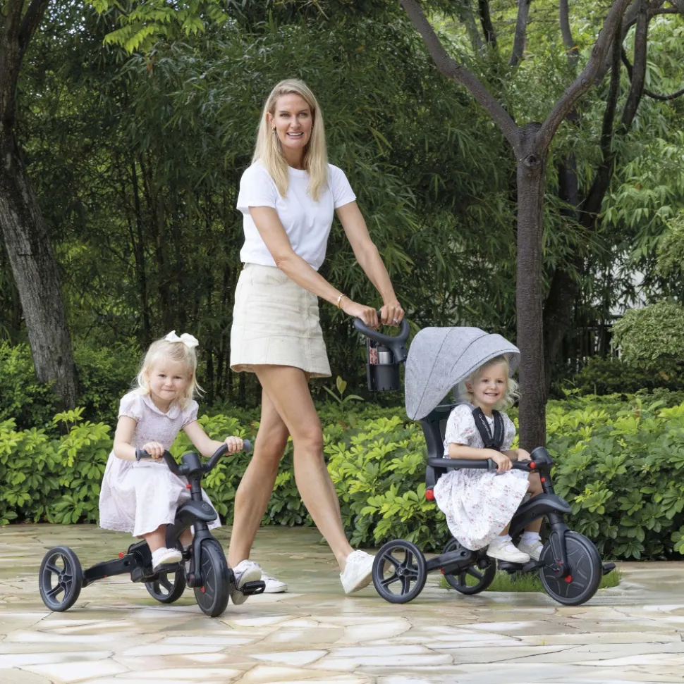 Tricycle explorer 4 en 1 évolutif et pliable noir et gris