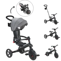 Tricycle explorer 4 en 1 évolutif et pliable noir et gris