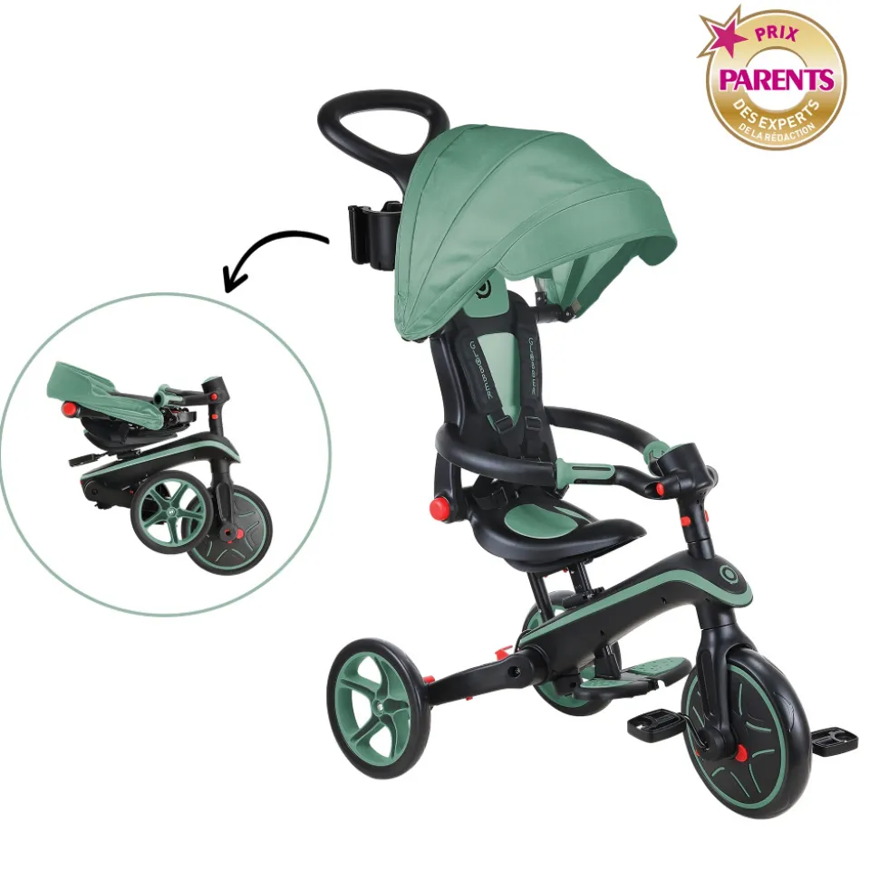 Tricycle explorer 4 en 1 évolutif et pliable olive
